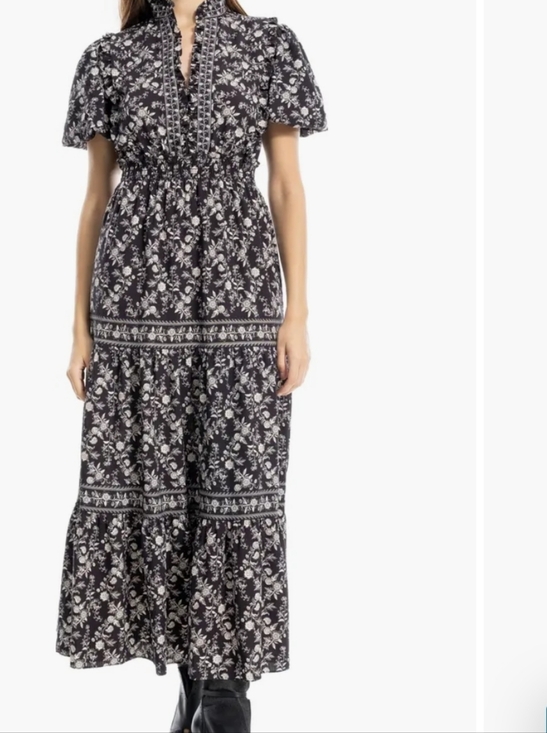 Max Studio women’s Black Floral Maxi Dress Size S new with tags - Picture 7 of 12